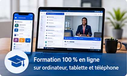Formation 100 % en ligne sur ordinateur, tablette et téléphone